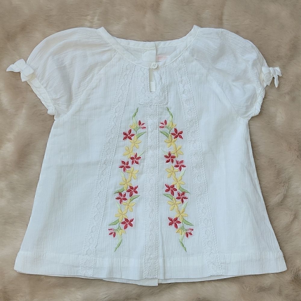 JANIE AND JACK WHITE PEASANT TOP, SIZE 4 - NEW!